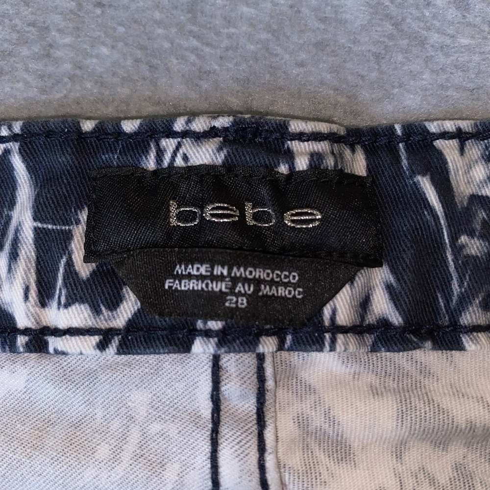 bebe Jeans Women's 28 Skinny Pants Black White Marble Print Stretch Mid Rise - Picture 7 of 16